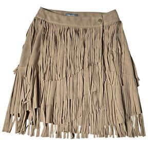 Blue B Faux Suede Fringe Skirt Womens Size Medium